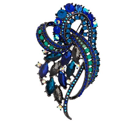 Joan Rivers Jeweled Ribbons of Crystal Pin