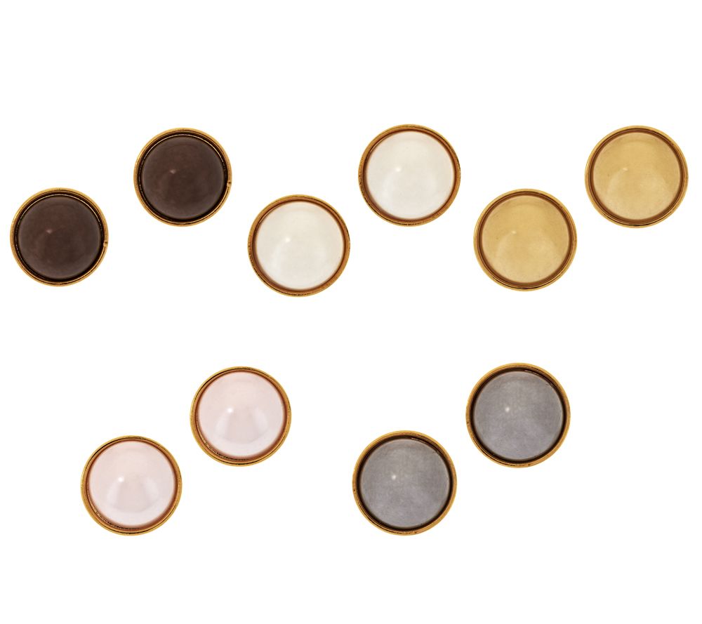 Joan Rivers Set/5 Simulated Pearl Clip/Pierced ButtonEarrings