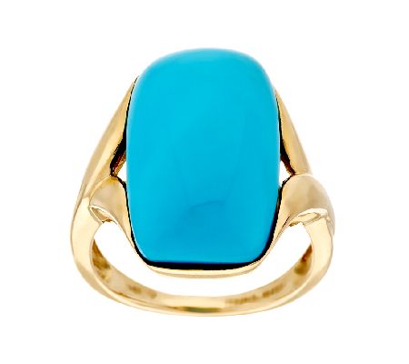 Sleeping Beauty Turquoise Elongated Cushion Ring 14K Gold - J295664