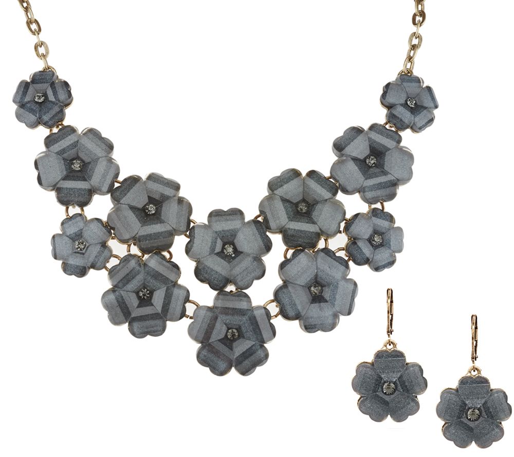 Joan Rivers Shimmering Floral Necklace & Earrings Set - J318964