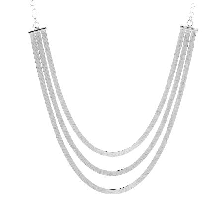 VicenzaSilver Sterling 18 3-Strand Solid Herringbone Necklace, 10.0g