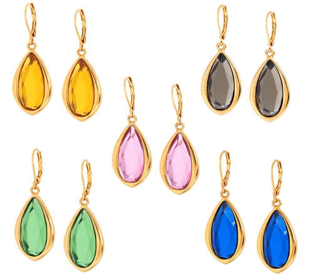 Joan Rivers Set/5 Teardrop Lever Back Earrings