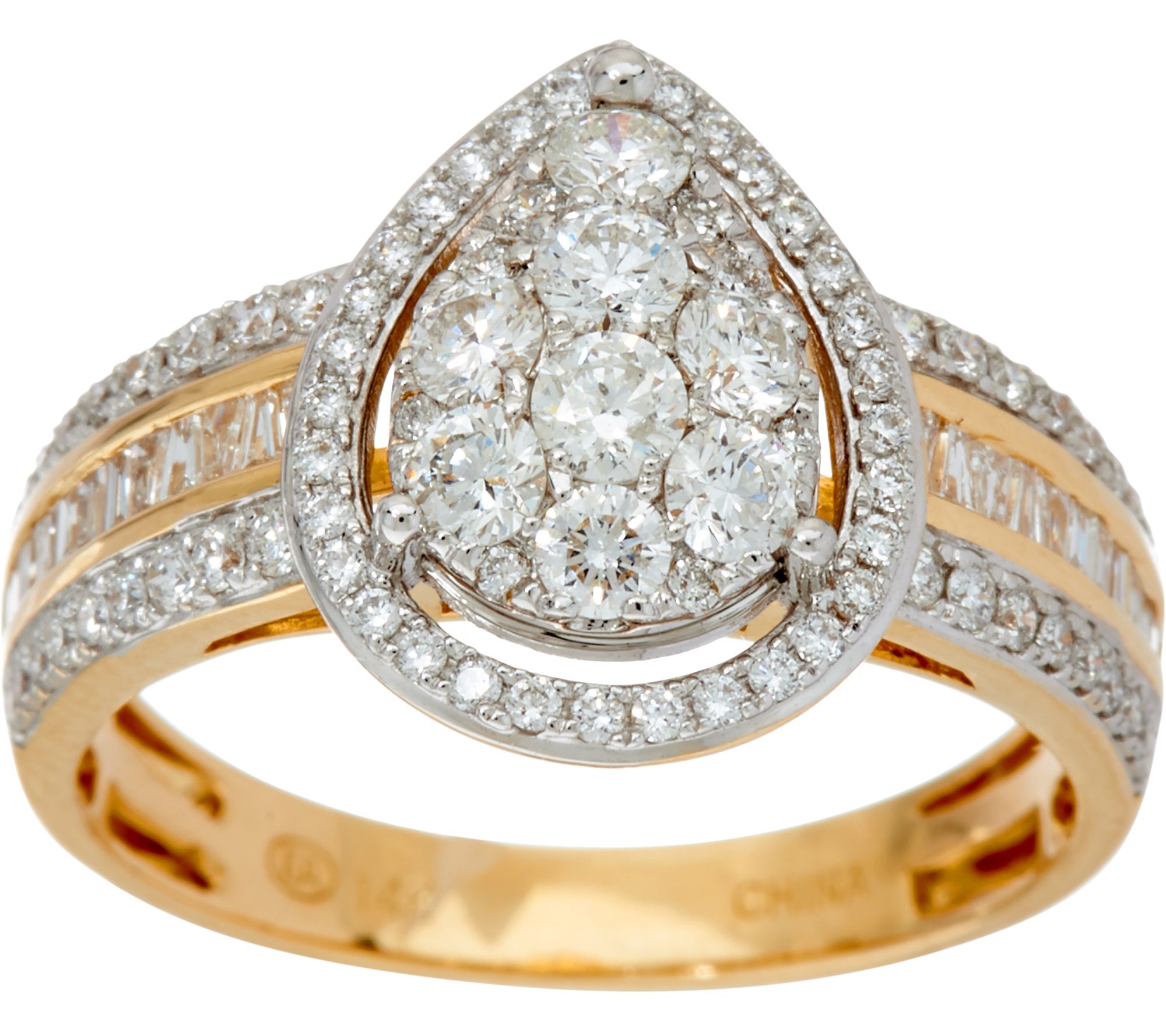 1.00 cttw Pear Cluster Diamond Ring 14K Gold, by Affinity - Page 1