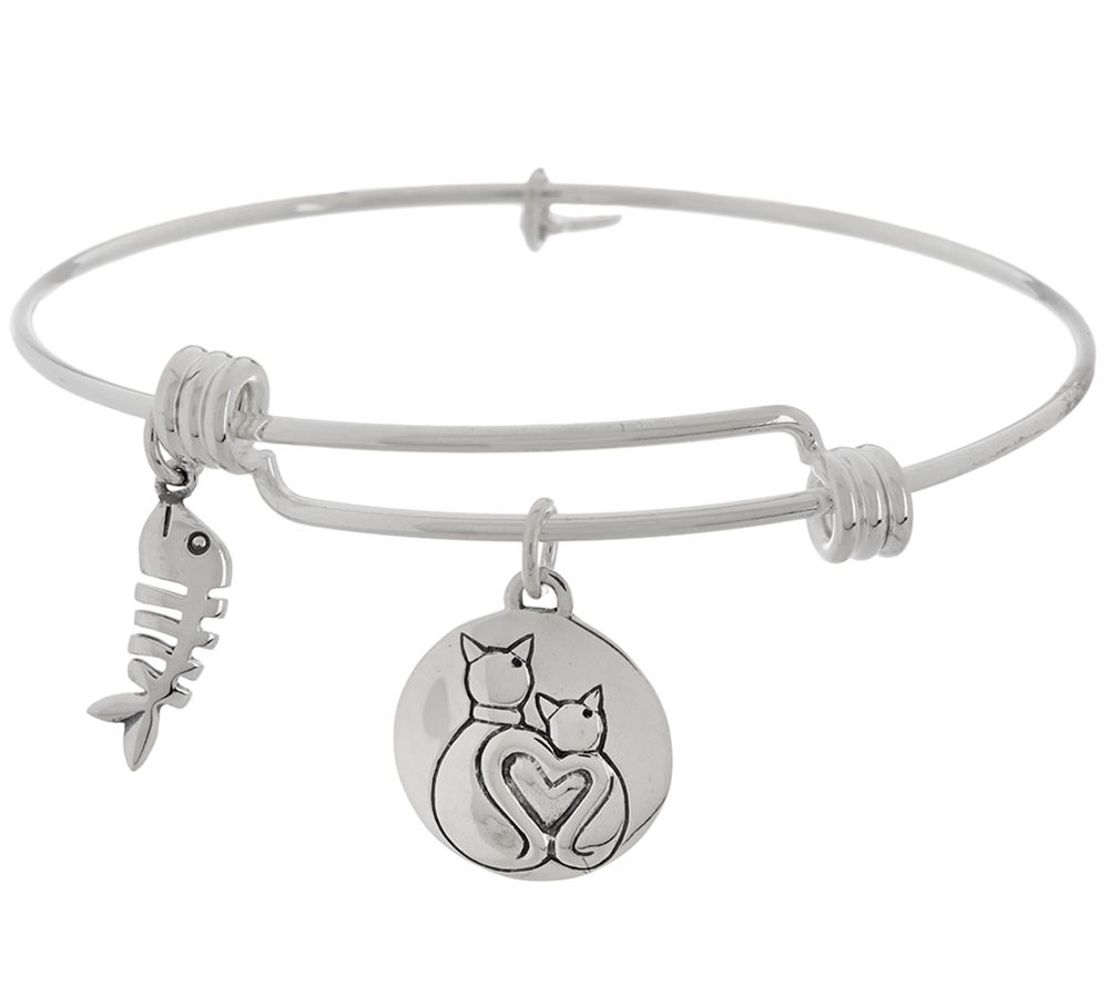 Sterling Silver Expandable Pet Charm Bangle by Extraordinary Life