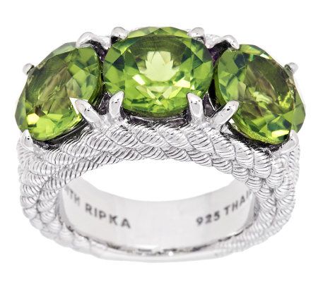 Judith Ripka Sterling 7.95cttw. Peridot Band Ring