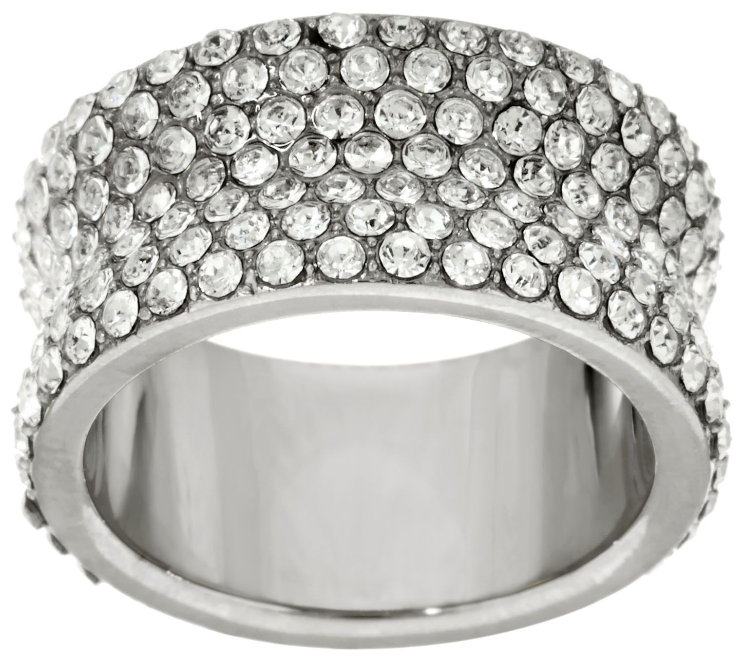 Stainless Steel Concave Pave Crystal Eternity Band Ring Page 1 —