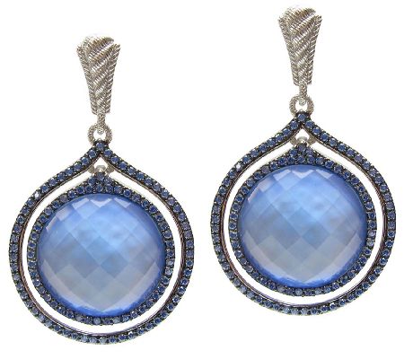 Judith Ripka Sterling Blue Doublet & DiamoniqueEarrings - J337477