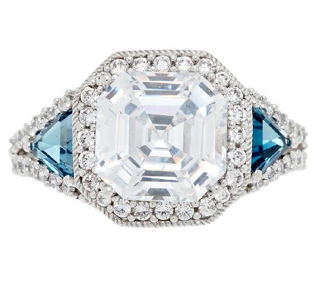 Judith Ripka Sterling Asscher Cut Diamonique Ring