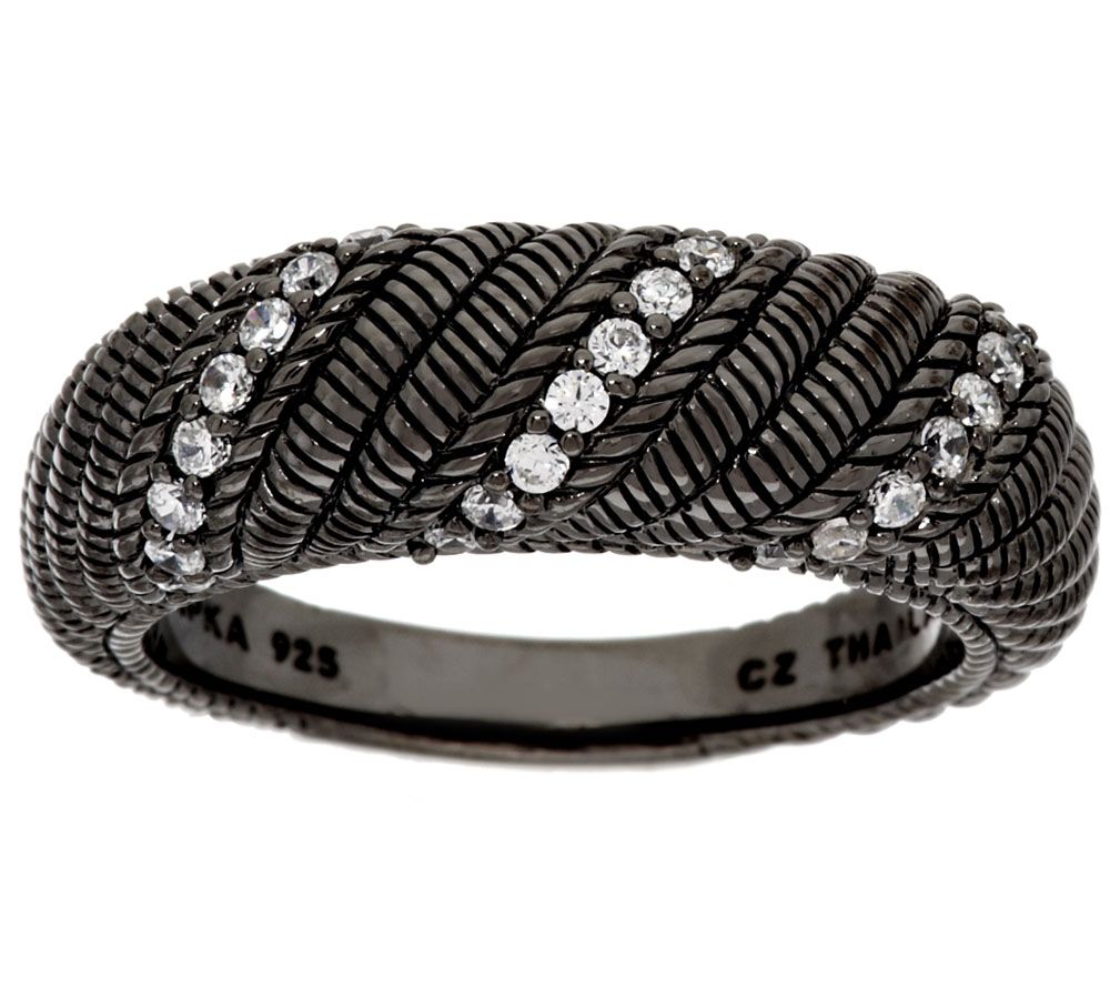 Judith Ripka Sterling & Diamonique Twisted Berge Ring