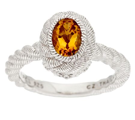 Judith Ripka Sterling Oval Citrine Textured Ring - J293885