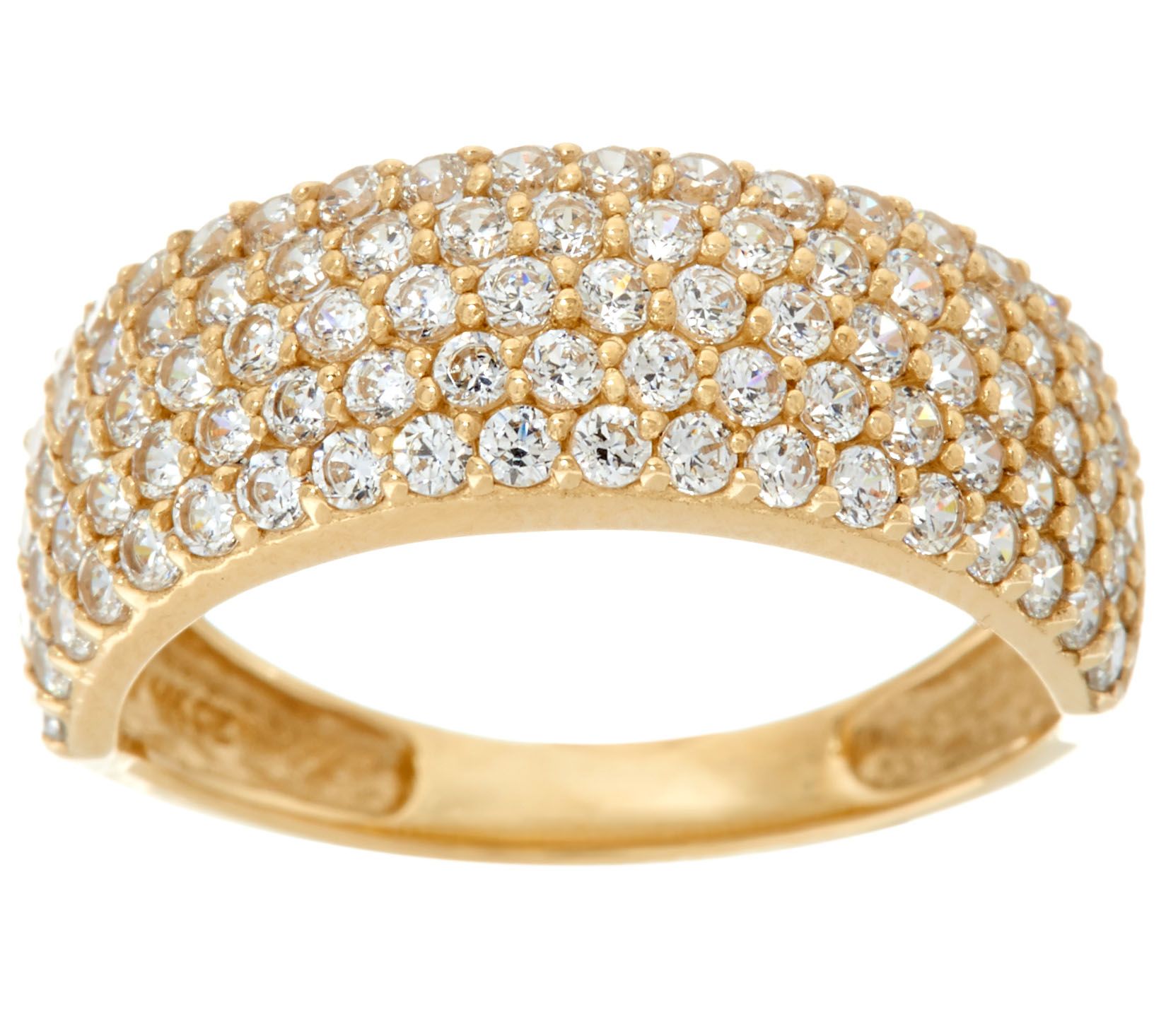 Diamonique Five Row Pave' Band Ring, 14k Gold - Page 1 — Qvc.com