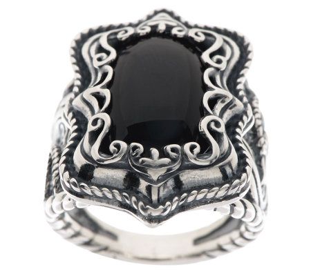 Carolyn Pollack Silver Rodeo Sterling  Onyx Ring