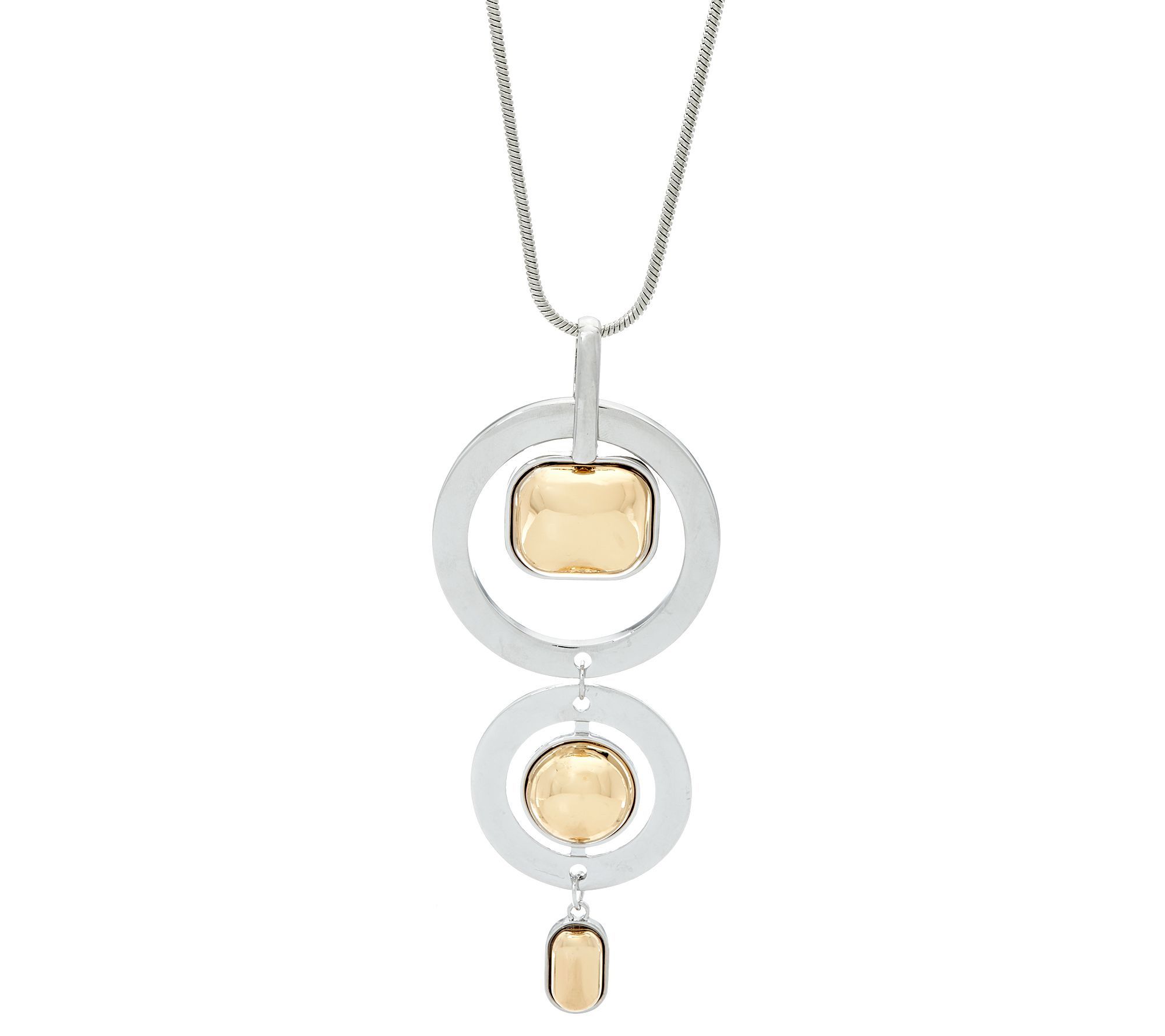 Susan Graver Two-Tone Long Pendant Necklace - J327892