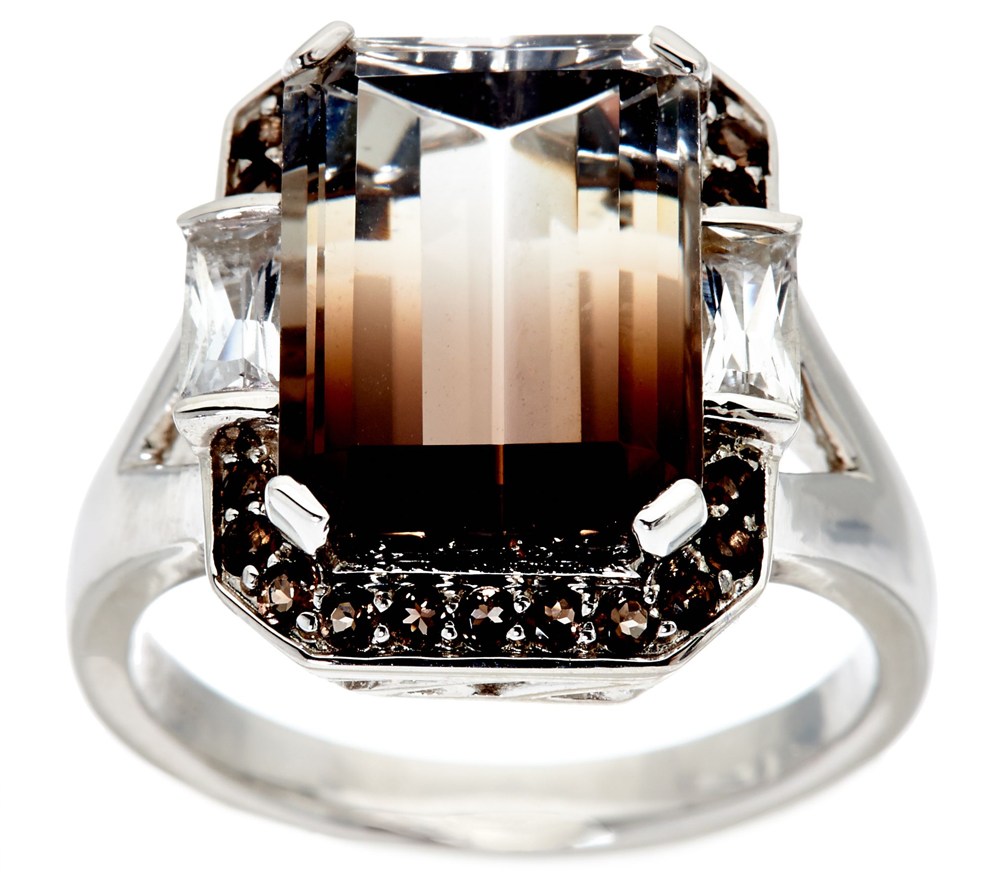 BiColor Quartz MultiGemstone Sterling Silver Ring, 7.70 cttw Page 1