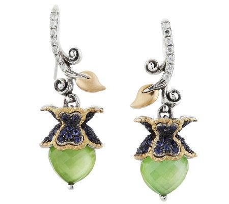 ... Bixby Sterling18K Multi-Gemstone Lotus Earrings - J279797 â€” QVC