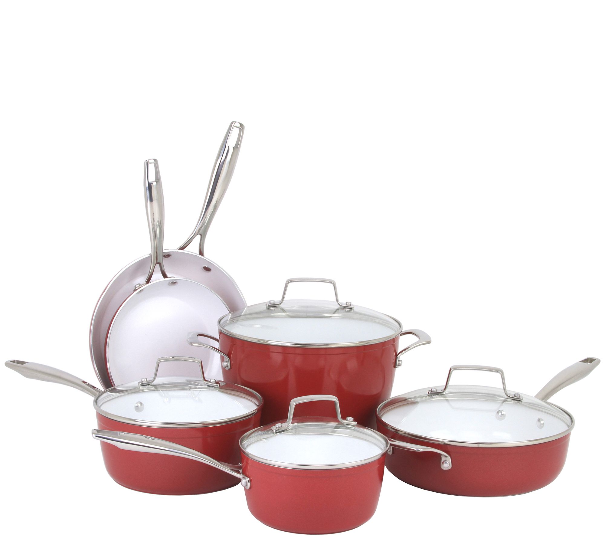 Oneida 10Piece Aluminum Cookware Set Red Clay —