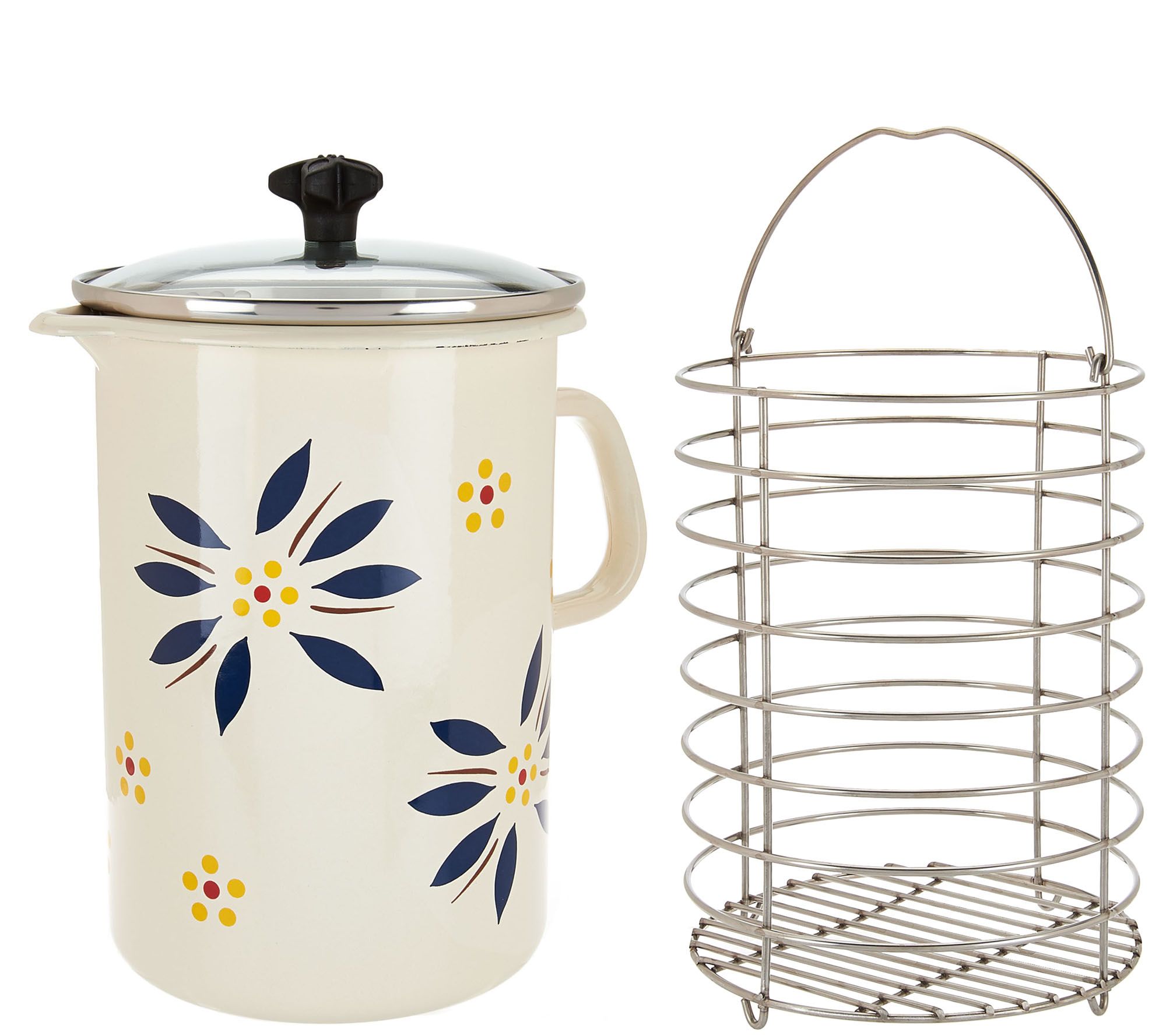 Temp tations Old World Enamel Multipot with Glass Lid and Basket