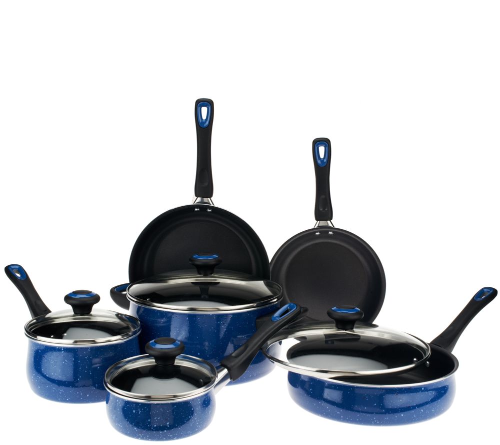 "As Is" Cooks Essentials 10pc Porcelain Enamel Speckled Cookware Set —