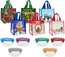 Lock & Lock 6-piece Bowl Set with 6 Holiday Gift Bags