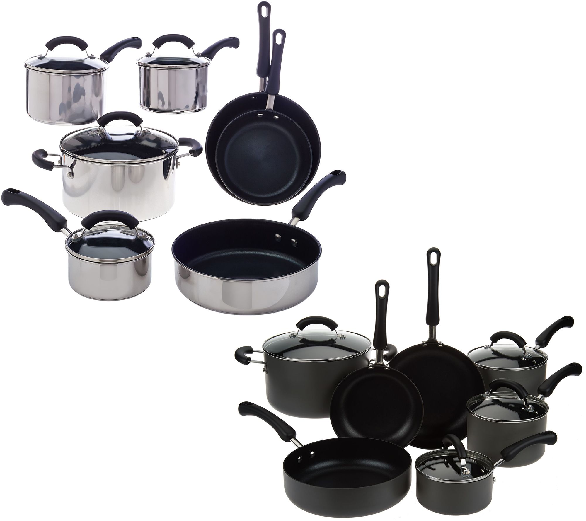 Cooksessentials 11 Piece Hard Anodized Or Stainless Steel Cookware Set