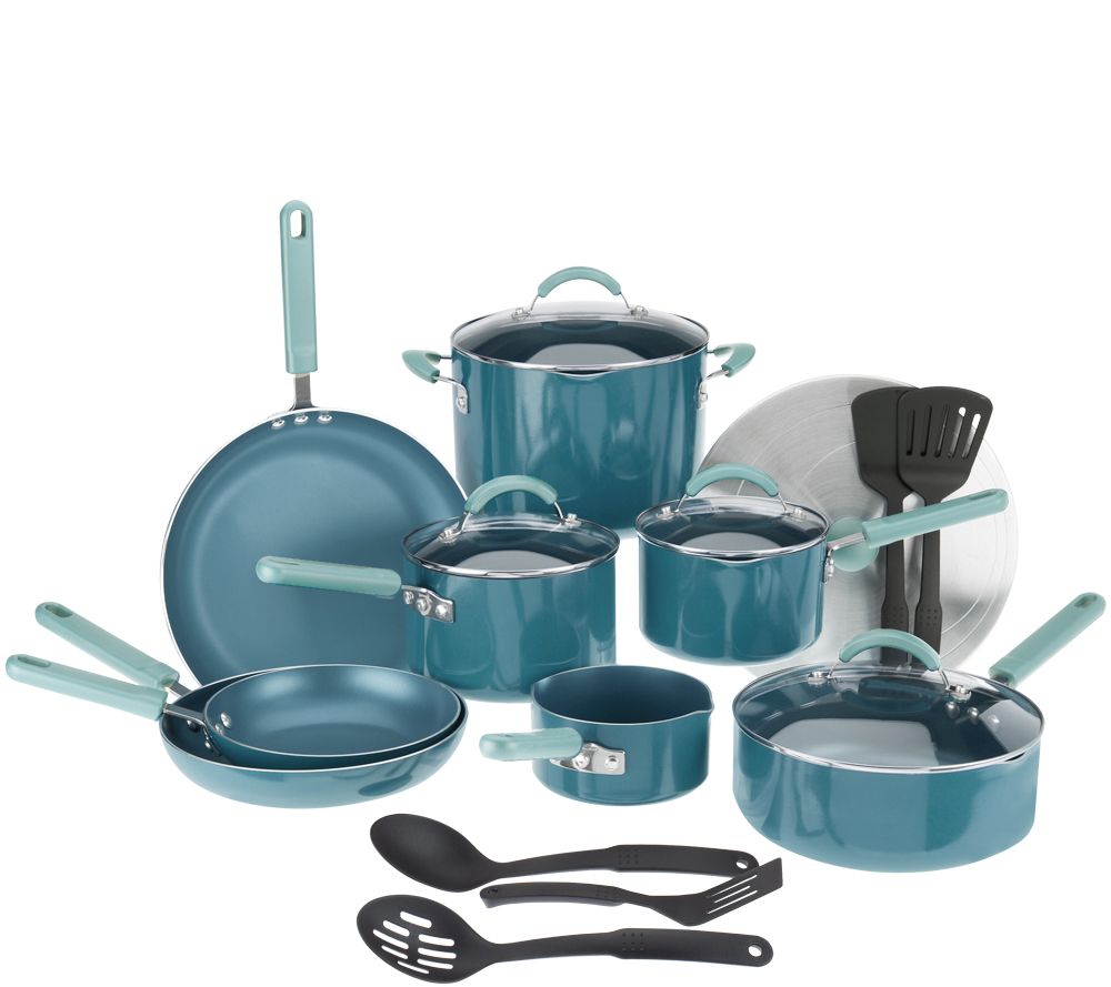 "As Is" CooksEssentials 18piece PorcelainEnamel Cookware Set —