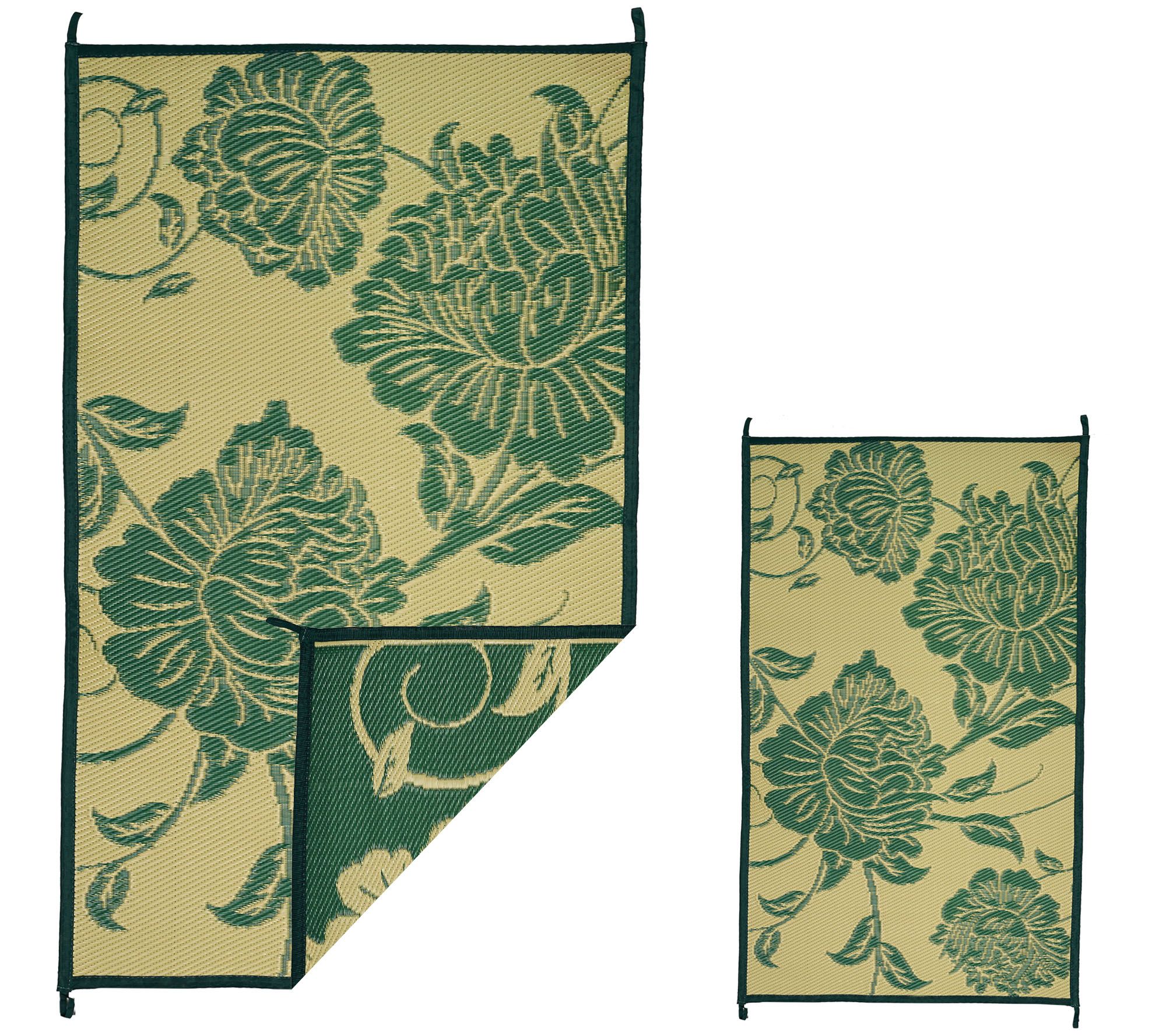 Barbara King Floral 5x8 Reversible Outdoor Mat w/Matching 3x5 Page 1