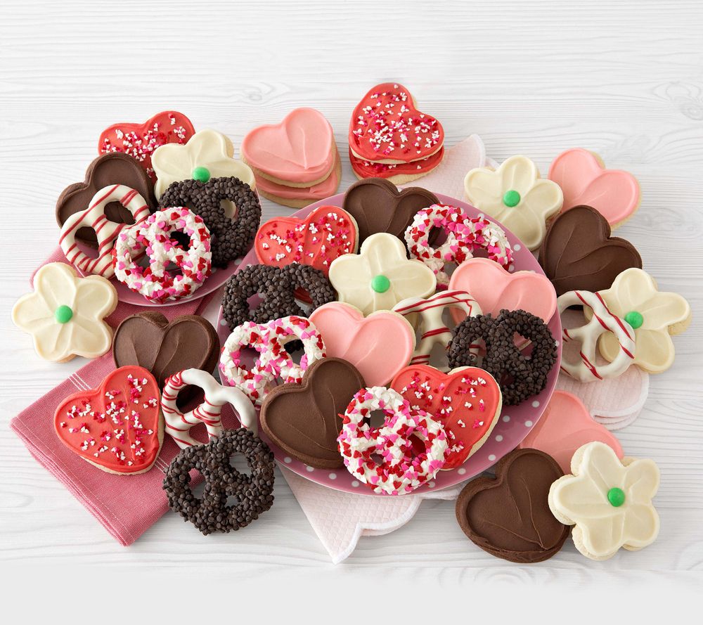 Cheryl's 24 Valentine Cutout Cookies and 12 Gourmet Pretzels —