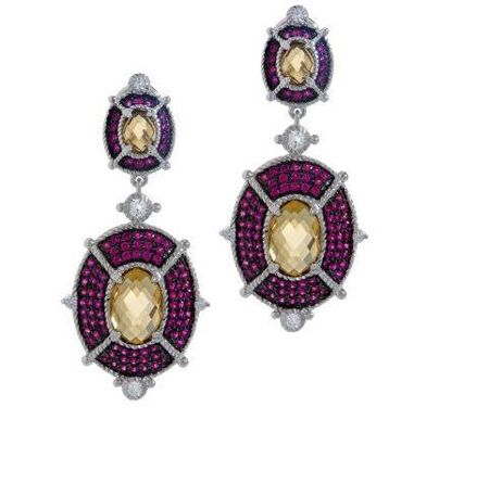 J266172-Judith Ripka Sterling 8.50ct Gemstone and Diamonique Drop Earrings 