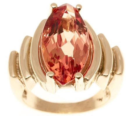 J310258-Estate Jewelry Marquise Imperial Topaz Ring 14KGold, C. 1940s