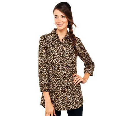 Joan Rivers Animal Print Boyfriend Shirt 