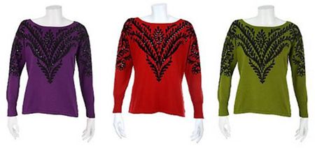 Bob Mackie's Renaissance Print Pullover with Sequin Detail