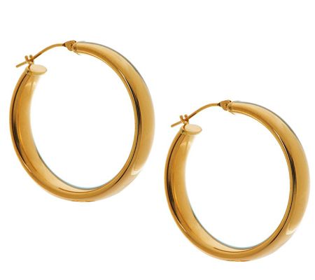 J264025-EternaGold Bold Polished Hoop Earrings 14K Gold 