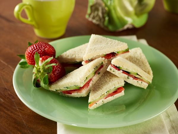 Strawberry & Basil Tea Sandwiches with Devonshire Cream