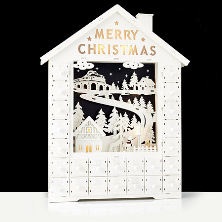 Home Reflections Pre-lit Decorative Wooden House Advent Calendar Home Reflections Pre-lit Decorative Wooden House Advent Calendar