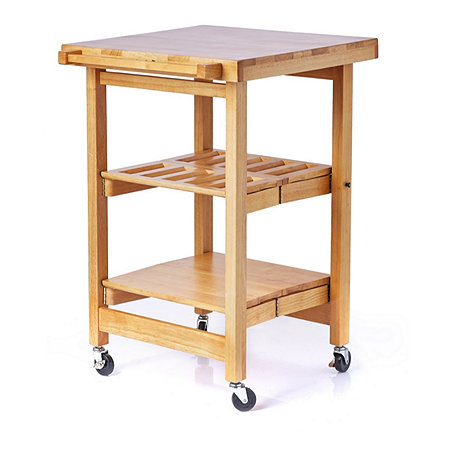 Folding Island The Entertainer Kitchen Trolley with Butchers Block Style Top - 804515 QVCUK.com