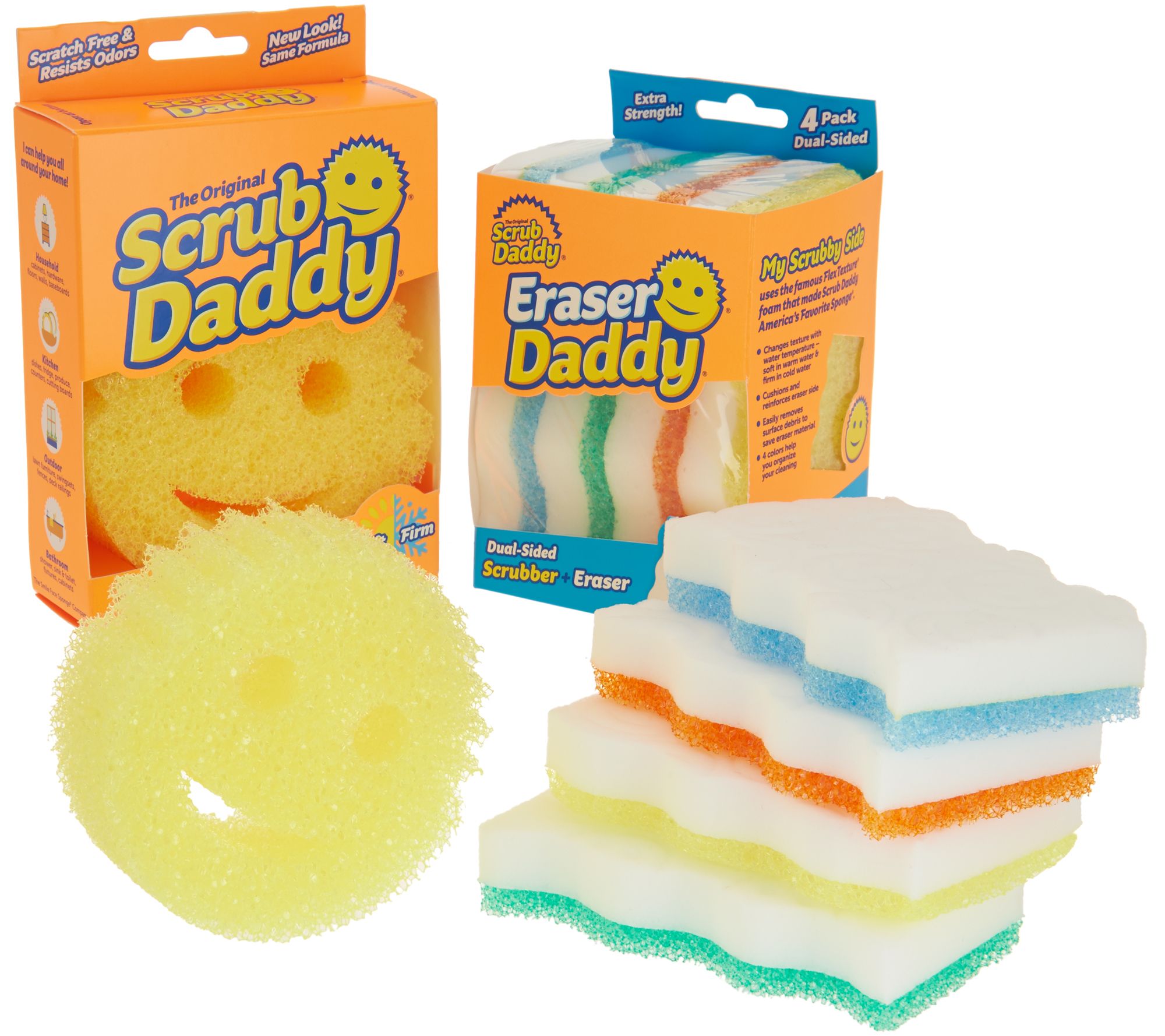 Scrub Daddy 10 Piece Set w/ 8 Eraser Daddy & 2 Scrub Daddy Multi Sponges Page 1 —