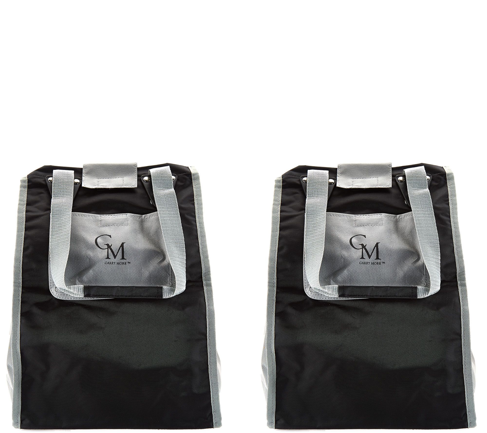 CarryMore Set of 2 Reusable Shopping Totes w/Cart Clips Page 1 —
