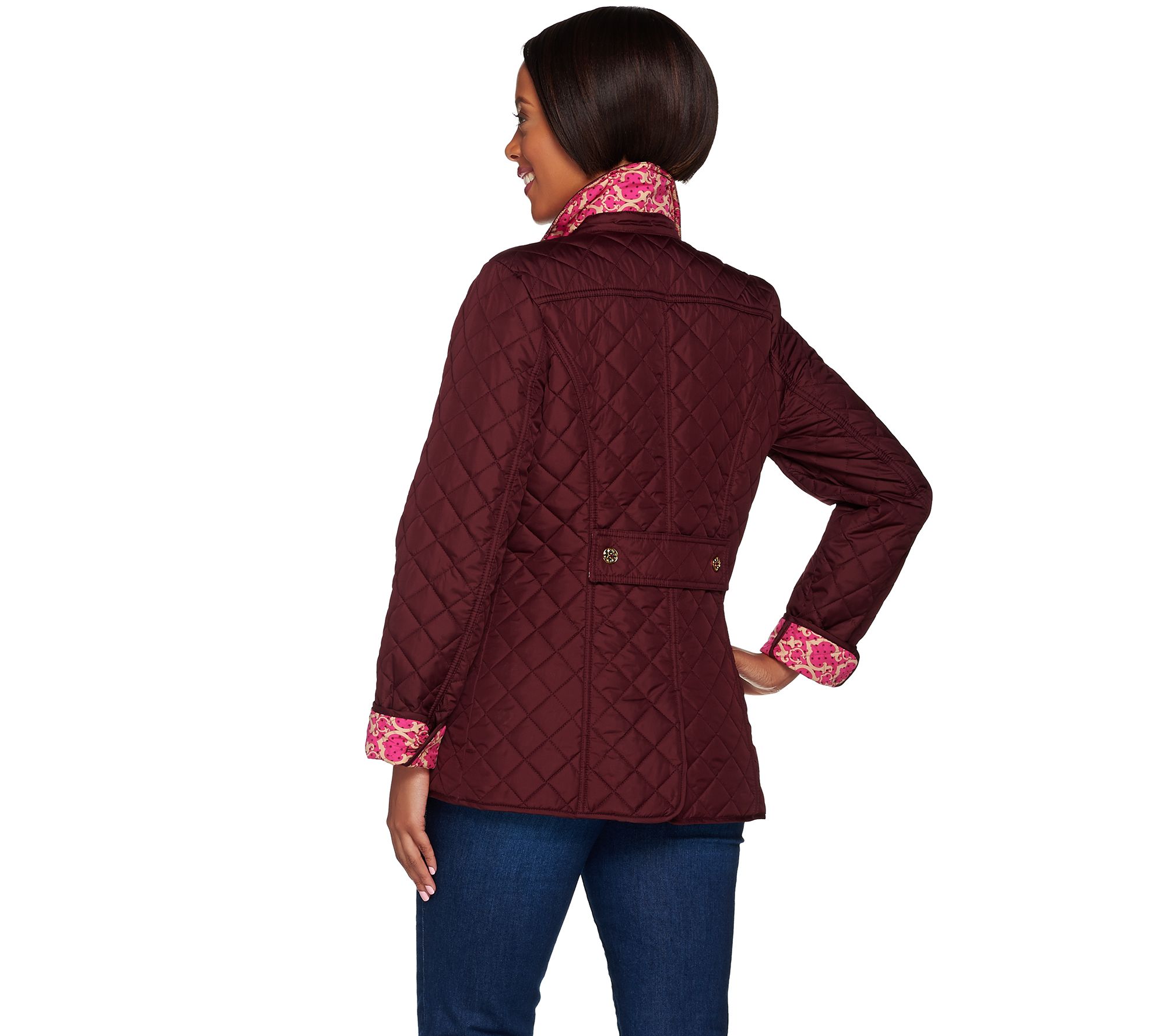 C Wonder Water Resistant Quilted Barn Jacket With Printed Lining
