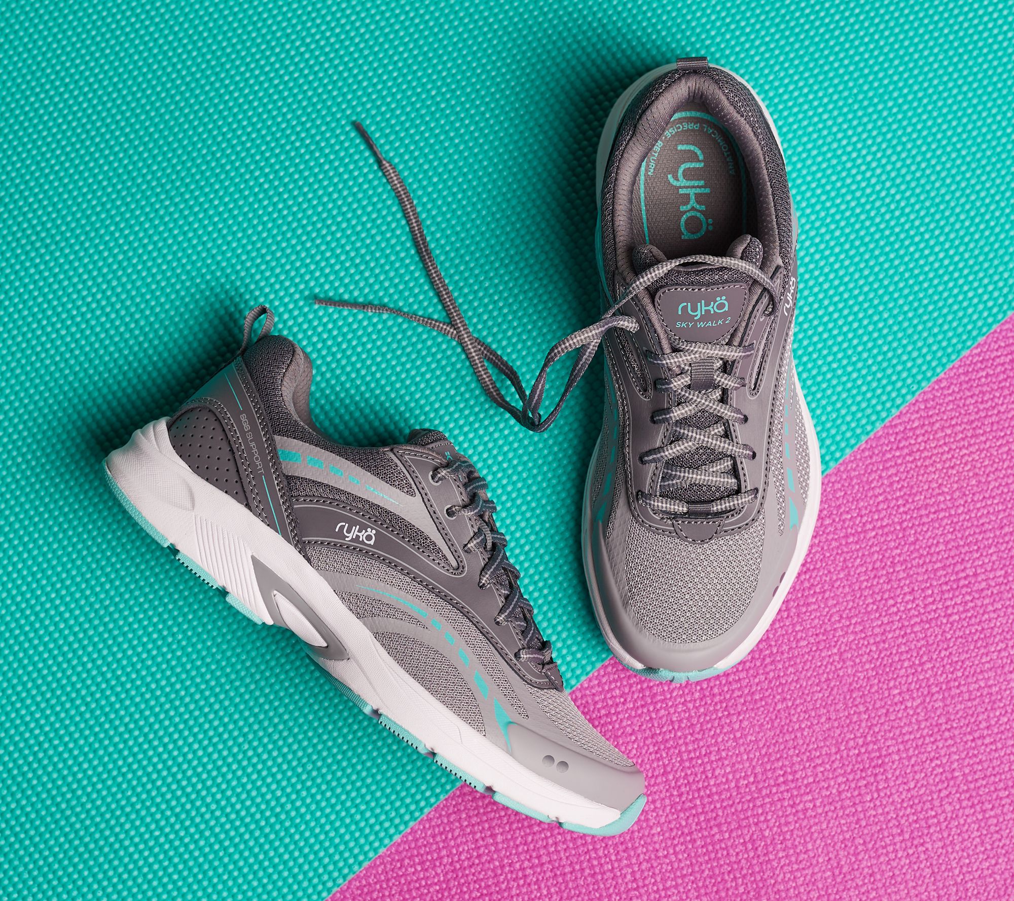 ryka mesh lace up memory foam sneakers