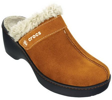 Crocs Cobbler Suede Clogs with Faux-Fur Lining - A326116 — QVC.com