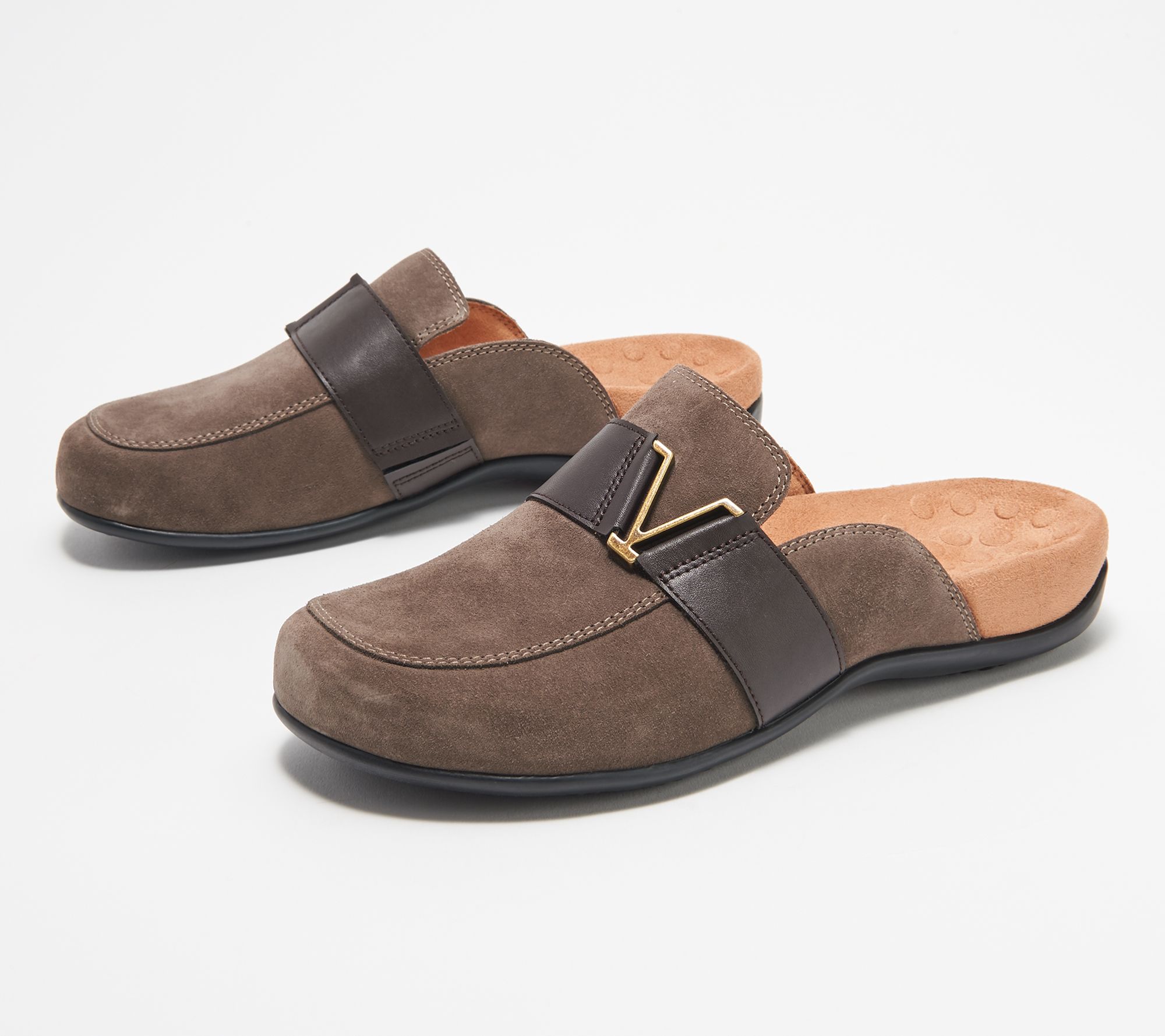 suede slip on mules