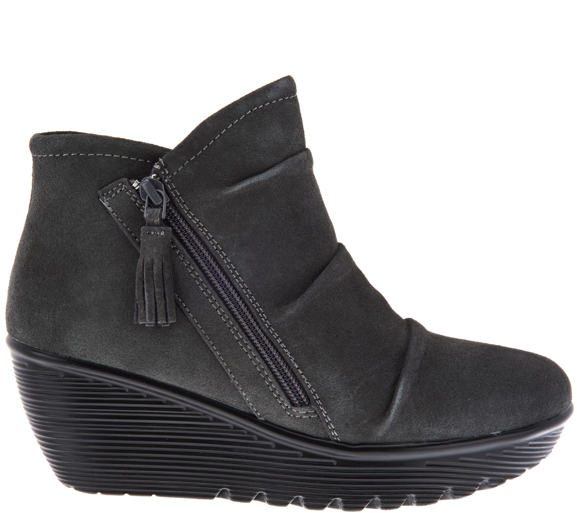 skechers suede wedge boots