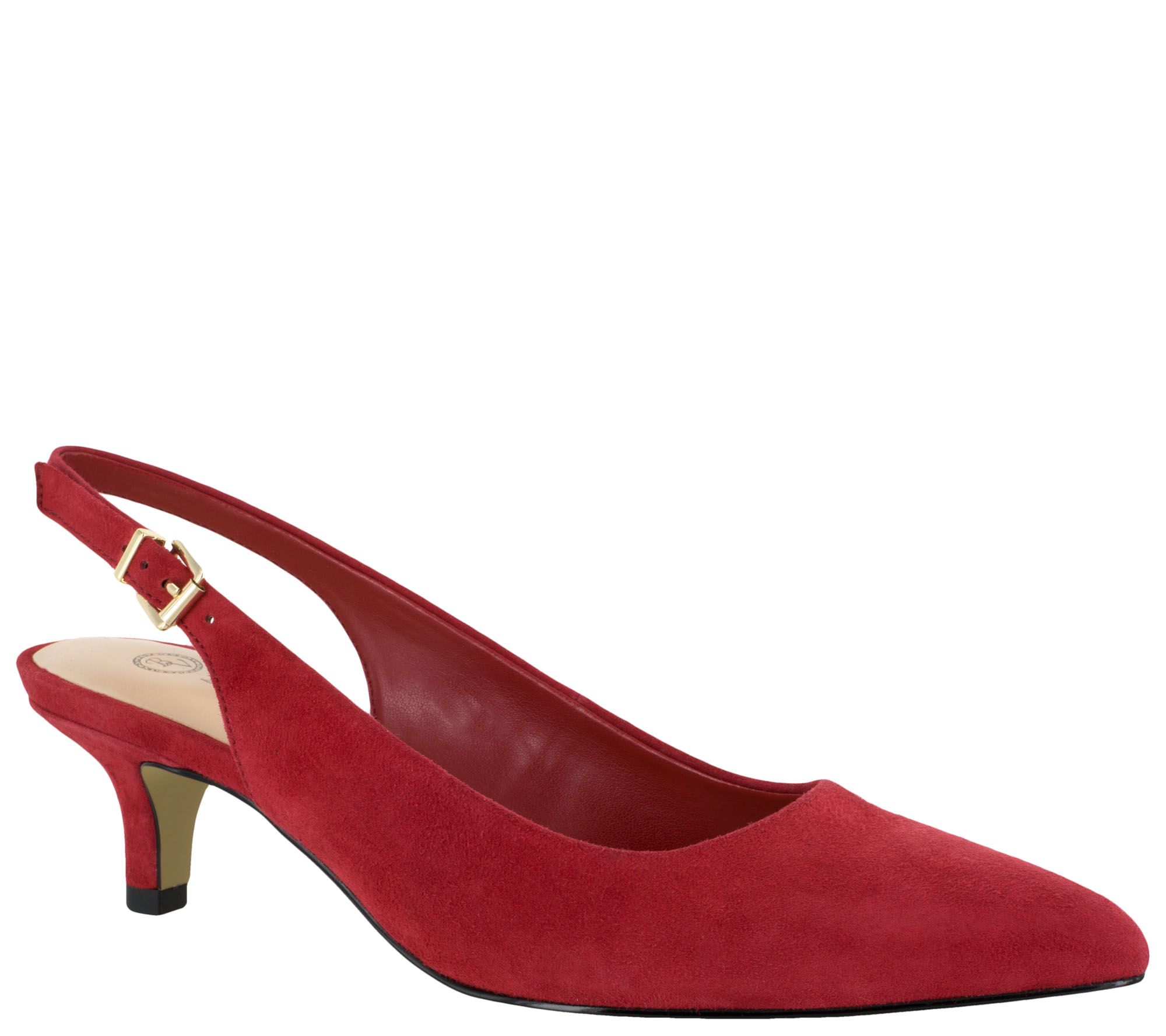 red kitten heel slingback shoes