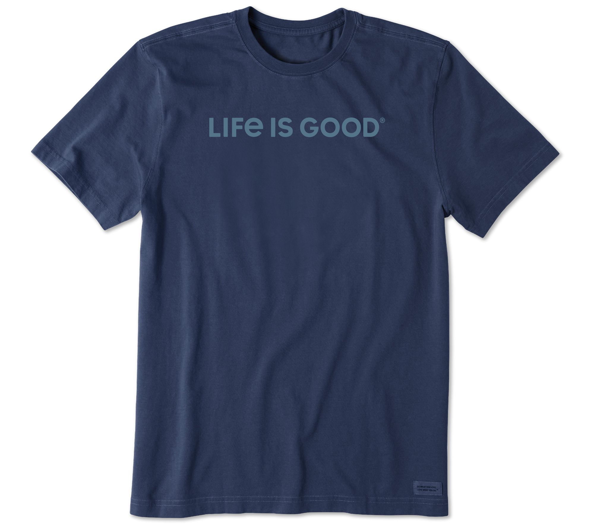 Life is Good Men's Dark Blue Wordmark Horizontal Crusher Tee