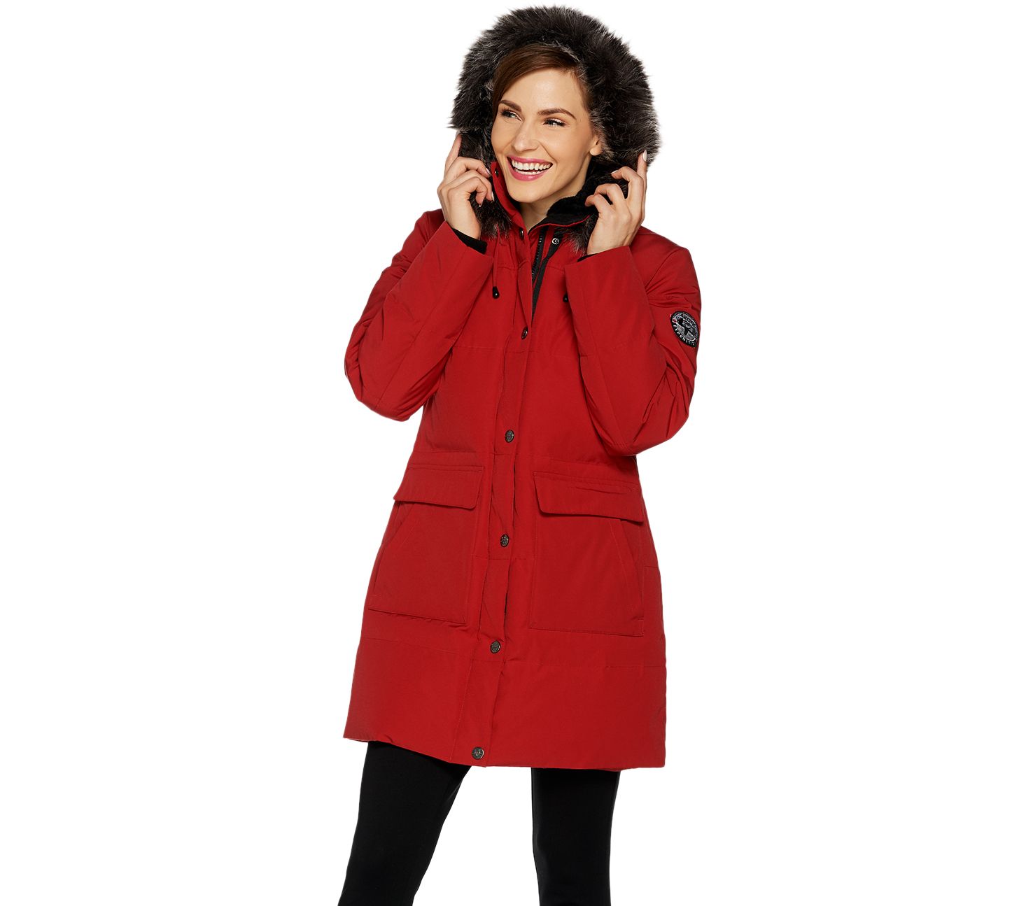 ladies knee length puffer coat