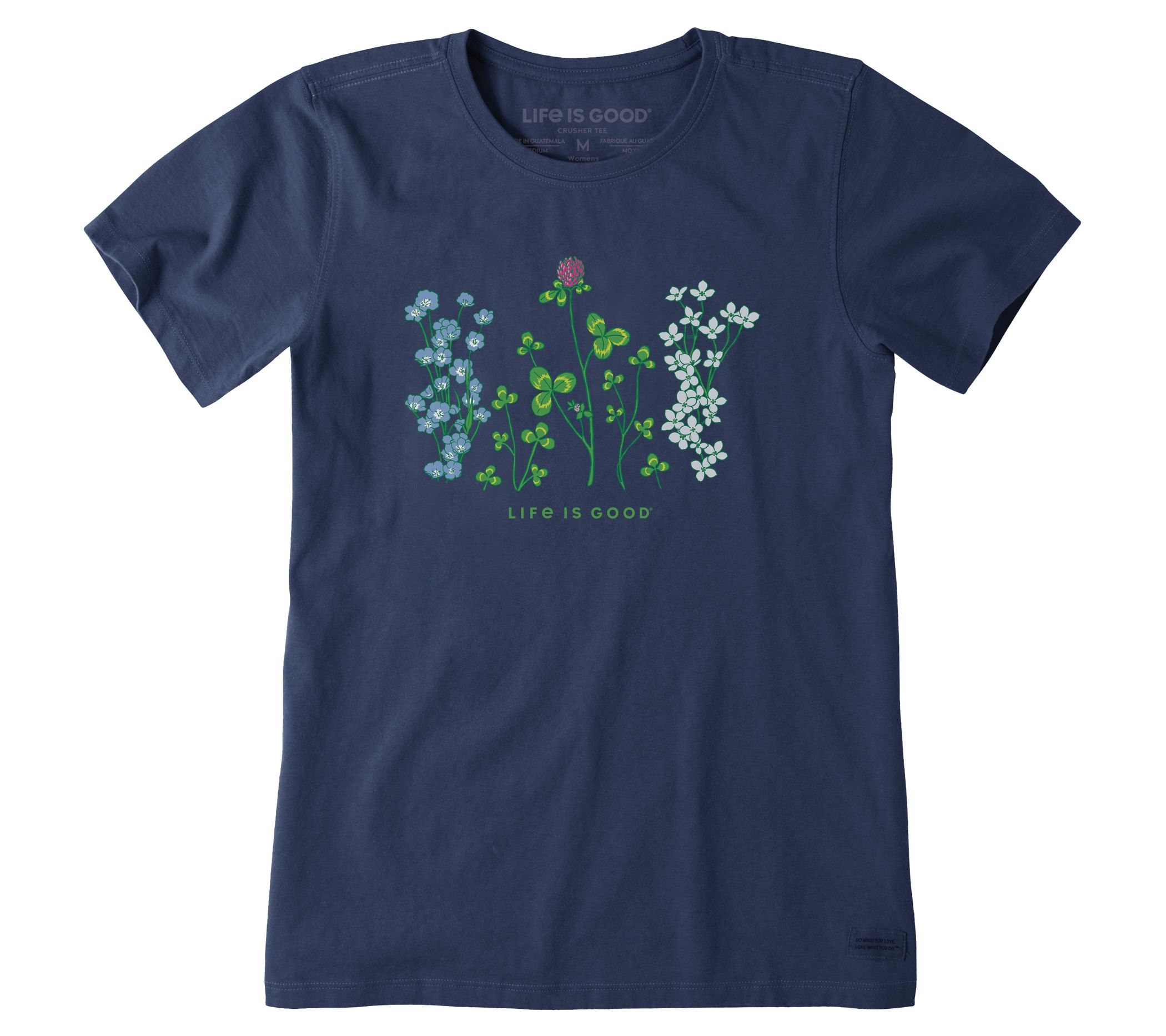 Life is Good Womens Detailed Clovers and Wildfl we Crusher Tee