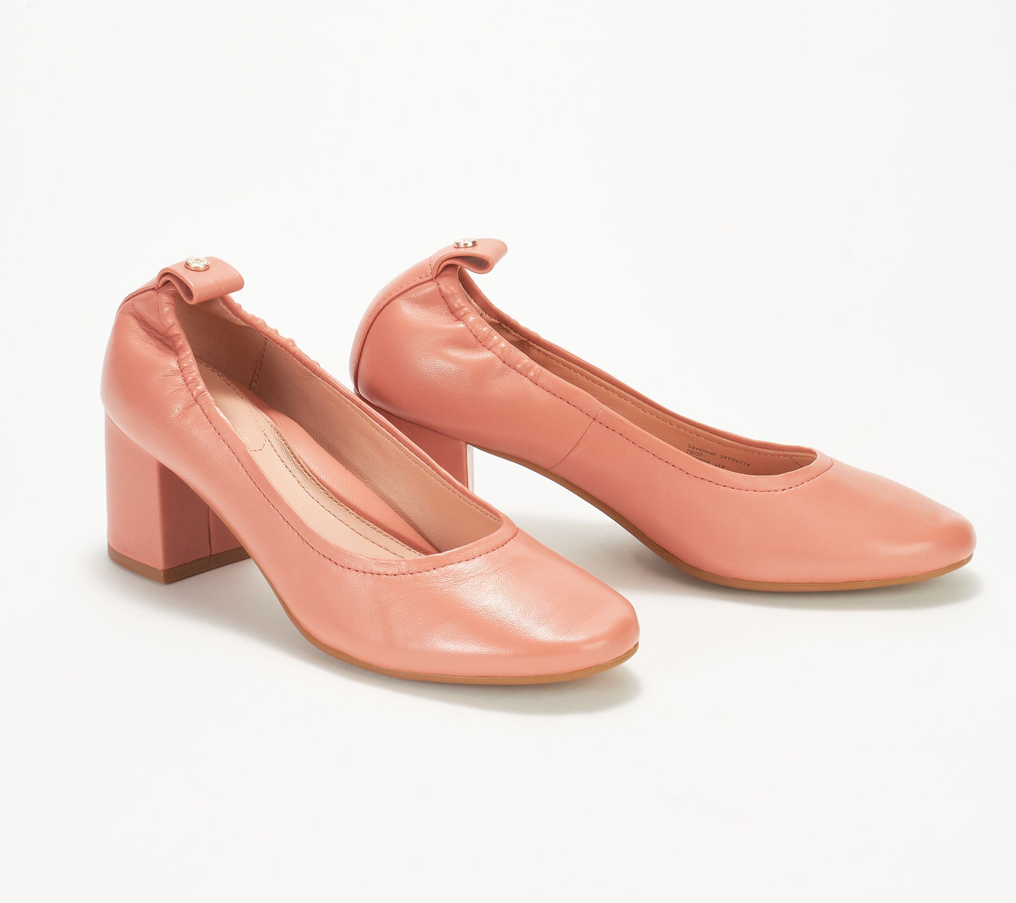 tan suede block heel pumps