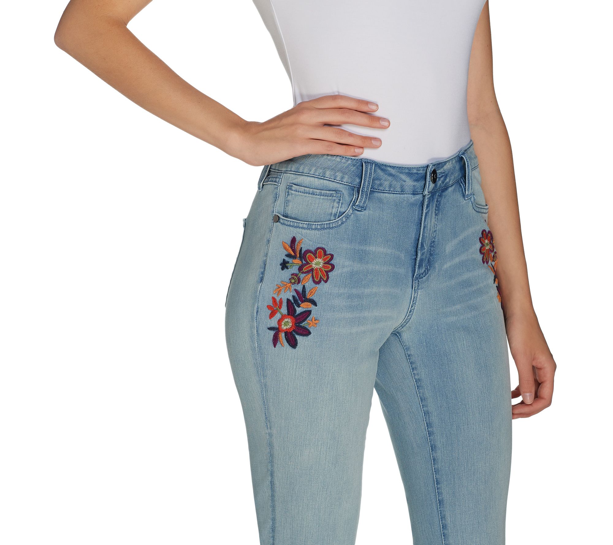 G.I.L.I. Regular Flare Leg Jean with Embroidery
