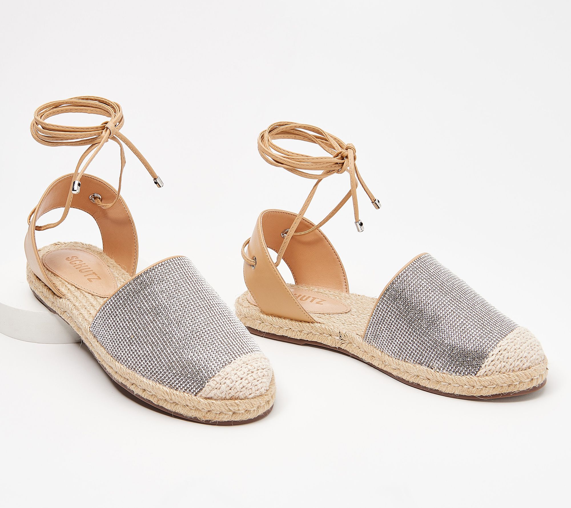 Schutz Glitter Lace-Up Espadrilles- Celinah