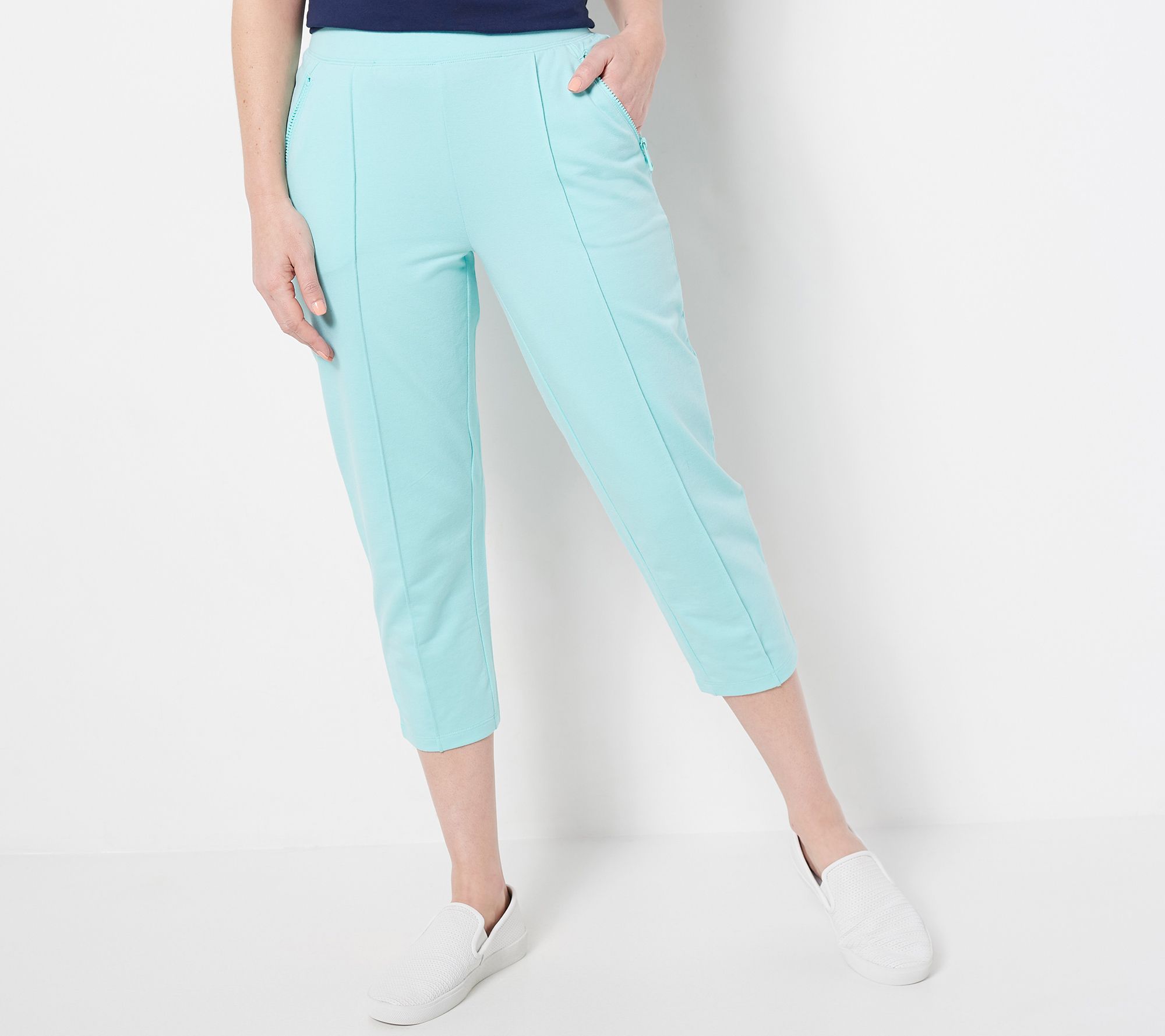 As Is Denim & Co. Petite Active French Terry Crop Pant